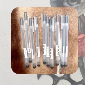 🆕 🎉 set of 10 Muji-like black ink gel pens set (0.38)